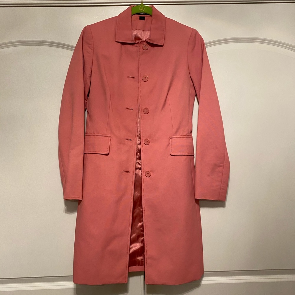 ✨NEW LISTING✨SALE!✨EXPRESS✨RARE✨PINK LONG LINE BUTTON RAIN TOP COAT JACKET LINED